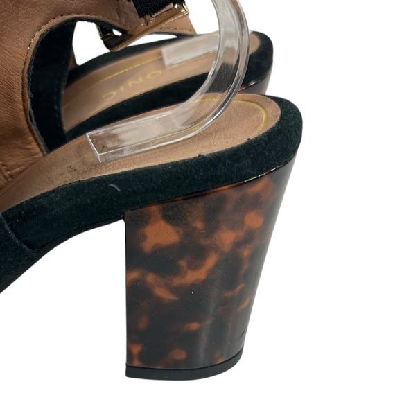 VIONIC Lacey Tortoise Block Heel Sling Back Black Suede Shoes Rubber Sole Size 8 - Picture 5 of 8